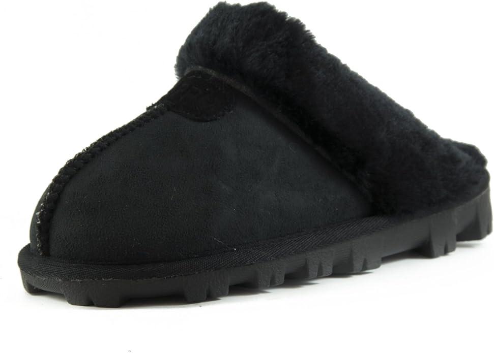 CLPP'LI Womens Slip on Faux Fur Warm Winter Mules Fluffy Suede Comfy Slippers, Size 8