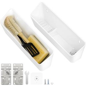 Furniware 1 Pair Tip Out Tray Hinges with 1 Pair Tip-Out Tray 11 inch, Standard Sink Hinges for Sink-Front Drawer, Steel