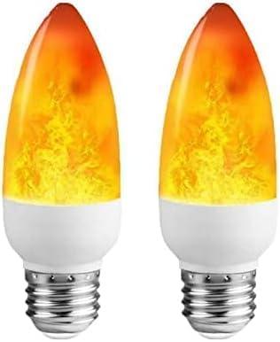 LED Flame Effect Light Bulbs,3 Modes E26 Chandelier Base Flickering Candle Fire Light Bulb for Halloween, Christmas, Party, Porch, Indoor&Outdoor Home Decoration (2 Pack)