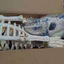 JOYIN Howling Wolf Skeletons Halloween Decorations 34” Skeleton Dog with Red LED Eyes, Auto-Chin Opening and Closing, Movable Posable Joints Animal Skeleton for Outdoor Indoor Garden Graveyard Decor