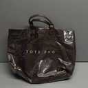 Women's Large PVC Tote Bag Letters Print Handbags Paper Shoulder Bag Clear Shopping Hobo Bag, Coffee