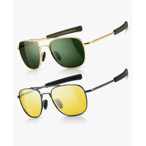 SUNGAIT Men's Military Style Polarized Pilot Aviator Sunglasses Bayonet Temples