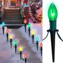 Joiedomi Christmas C9 Pathway Lights Outdoor Decorations 24 Packs, 30.75ft Xmas Multicolor Pathway Marker String Lights for Holiday Waterproof Outside Yard Garden, Party, Walkway Decor