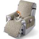 VANSOFY 100% Waterproof Recliner Chair Cover, Recliner Cover with Non-Slip Granule, Washable Reclining Chair with Pocket Furniture Protector for Kids, Pets(Khaki, 20")