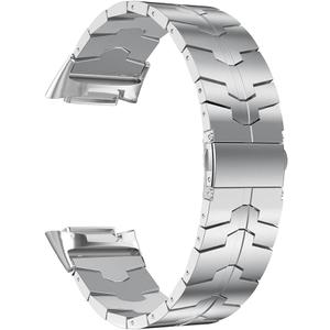 LDFAS Compatible for Fitbit Charge 5 Bands, Stainless Steel Metal Replacement Watch Women Men Strap Compatible for Fitbit Charge 5 Band, Silver