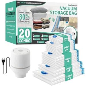 Cozy Essential Vacuum Storage Bags, Space Saver Bags，Compression for Comforters and Blankets, Pillow, Bedding, Sealer Clothes Storage, 20 ECombo