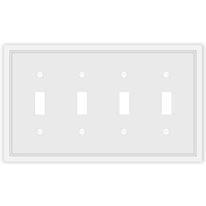 Quad Toggle Light Switch Cover Plate White Classic Decorative Light Switch Plates Cover 4-Gang Wall Plate Cover