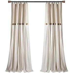 Linen Button Window Curtain Panel, Single, 40" W x 84" L, Linen- Country Curtains - Rustic Decor - Color Block - Modern Farmhouse Curtains, 1 Planel