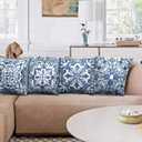 Boho Throw Pillow Covers Set of 4 - Vintage Square Linen Decorative Pillow Cases 18x18 Inch for Bedroom Sofa Couch Living Room Car Home Decor