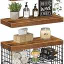 Bathroom Floating Shelves for Wall - Shelf Over Toilet Storage Small Farmhouse Decor Shelves (15.7 inch, Set of 3, Rustic Brown) (A. Brown)