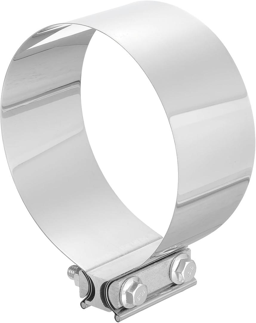 uxcell 6 Inch Exhaust Clamp, 304 Stainless Steel Butt Joint Band Clamp Sleeve Coupler Pipe Repair Clamp Universal Widening Clamp for Exhaust Pipes Mufflers, Silver