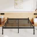 ZIYOO 14 inch Metal Queen Bed Frame with Vintage Style, Mattress Slide Stopper, 1500LBS Heavy Duty Steel Slats, No Box Spring Needed, Platform Noise-Free, Easy Assembly