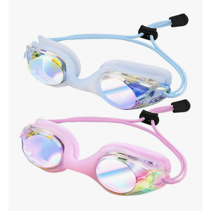 Vvinca Kids Swim Goggles with Bungee Strap No Leaking Anti Fog Toddler Goggles with Quick Adjust Ages 3-14
