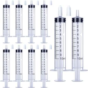 10 Pack 10ml Syringe for Liquid, Oral, Scientific Labs, Measurement, Dispensing, with Cap, 10cc Syringes