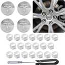 Wheel Cap Kit for Tesla Model Y/Model 3, for 19 Wheels only, 4 Hub Center Caps + 20 Lug Nut Covers + Puller and Screwdriver for Uninstalling, Silver