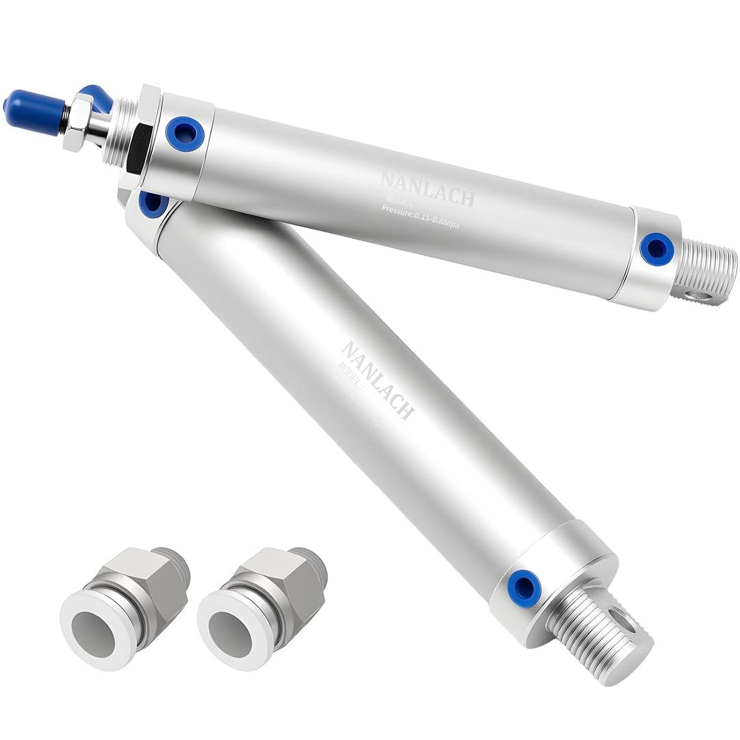 Pneumatic 16mm Bore 100mm Stroke Air Cylinder Double Action with 2Pcs 6mm Fitting MAL16x100