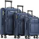 SHOWKOO Luggage Sets 3 Piece Softside Expandable Lightweight Durable Suitcase Sets Double Spinner Wheels TSA Lock Blue (20in/24in/28in)