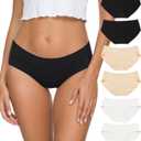 Altheanray Womens Underwear Cotton Underwear for Women Seamless Hipster Bikini Briefs Panties 6 Pack, L