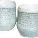 Bosmarlin Large Ceramic Coffee Mugs Set of 2, 17 Oz, Big Tea Cup for Office and Home, Dishwasher and Microwave Safe (Willow Green, 2)