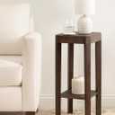 Kate and Laurel Talcott Modern Square Wood Drink Table, 12 x 12 x 28, Dark Brown, Transitional Decorative Two-Tier Pedestal Table for Use as Plant Stand Indoors or Living Room Decor Accent