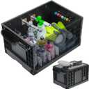 Wash and Garage Organizer Box, Foldable Plastic Crates for Foam Cannon with 1/4 Inch Quick Connector, Large Detail Car Care Box, Trunk Organizer for SUVS Sedans