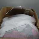 Accent Bean Bag Chair with Footstool, Modern Lazy Sofa Chair with Comfy Jacquard Shaggy Plush, Pink (Solid Foam)