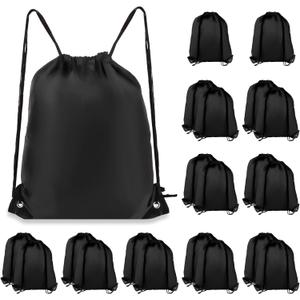 Drawstring Backpack 20Pcs Drawstring Bags, Draw String Back Bag Drawstring Bags Bulk for Sports, Gym, Travel, Swimming, Beach (Black)