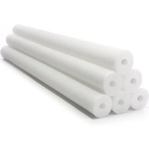 Hollowfly 6 Pack Jumbo Pool Noodles Swimming Floating Foam Tube Extra Large Hollow Bright Swimming Pool Noodles Bulk Heavy Duty for Adults(White,55 x 3.5 Inch)