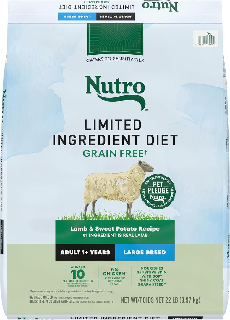 Nutro Limited Ingredient Diet Large Breed Adult Dry Dog Food, Lamb & Sweet Potato Recipe, 22 lbs. Best by Jul 13 2026
