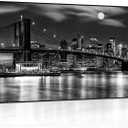 LevvArts New York City Wall Art Black and White Brooklyn Bridge, 40"L x 20"W