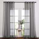 NICETOWN Sheer Curtains 108" Extra Long - Grommet Top Soft Voile Texture Window Draperies for Villa/Cottage (108" Wide Total 2 Pieces, Dark Grey)