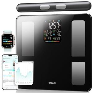 Smart Scale for Body Weight, 8 Electrodes Digital Bathroom Scale with BMI, Body Fat, Muscle Mass, 27 Body Composition Measurements, LCD Screen, Large Platform Bathroom Scales, 400lbs