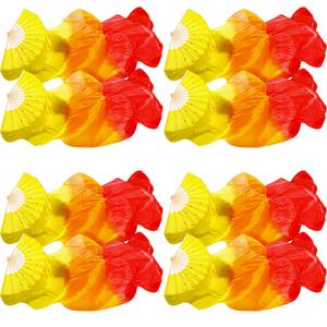 Qunclay Artificial Silk Bamboo Fans Veils Long Belly Dance Silk Fan Colorful Gradient for Dance Dancer Women Left & Right Hand 180 x 90 cm