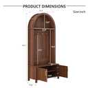 ComeWay 70.3" Arched Top Hall Tree with Storage and Mudroom Bench, Walnut