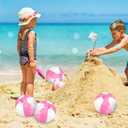 Whaline 16 Pcs 16'' Pink and White Inflatable Beach Ball Round Pool PVC Balls Cute Game Toys for Summer Hawaiian Tropical Theme Beach Party Decorations Water Sand Game Accessory