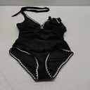 Womens One Piece Swimsuits Tummy Control Bathing Suits Shell Stitched Color Block Push Up Slimming Swimwear (Large, Black)