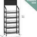 65" 5 Tier Snack Rack Display Stand with Hooks & Wheels, Metal Retail Display Shelf for Chips, Snacks, Candy, Metal Snack Shelf for Store Home Kitchen Store Organizer (60cm-black)