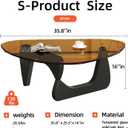 Modern Glass Coffee Table for Living Room, Mid Century Coffee Table, Small Coffee Tables, Suitable for Bedroom Living Room Reception Office Tables (Black/Brown, Medium), Medium 35.8 * 25.5 * 16in