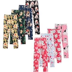 Chicduo 8 Pack Girls Printed Leggings Yoga Pants for Kids Full Length Stretchy Cute Leggings  9-10Y
