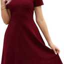 Women's Elegant Vintage Summer Casual Dresses 2026 Floral Print Work Party A-Line Dress with Pockets 262 (L)