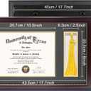 GraduationMall 11x17 Mahogany Diploma Frame with Tassel Holder for 8.5x11 Certificate Document,Real Glass, Black over Gold Mat
