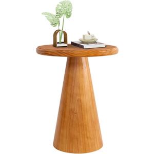 Wood Side Table, Rustic Drink Table, Round Coffee Table for Living Room, Bedroom, Balcony, 16 inch