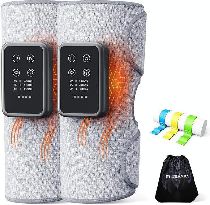 Cordless Calf Massager for Daily Pain & Comfort Use, Leg Compression with Heat & Adjustable Wraps, Heating Pad for Muscle Recovery, Relaxing Gifts for Women, Dad, Runner & Seniors, Mom Gifts