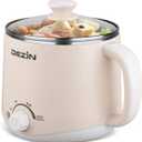 Dezin Electric Pot, 1.6L Ramen Cooker, Hot Pot Electric Stainless Steel, Multifunctional Cooker for Egg, Pasta, Soup, Porridge, Oatmeal with Temperature Control and Keep Warm Function (Beige)