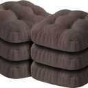 Chair Cushions for Dining Chairs, Dining Chair Cushions, Tufted Indoor Chair Pads with Ties & Non Slip Backing, Seat Cushions for Kitchen Chairs 16.5 x 16.5 x 3.5, Set of 6, Brown