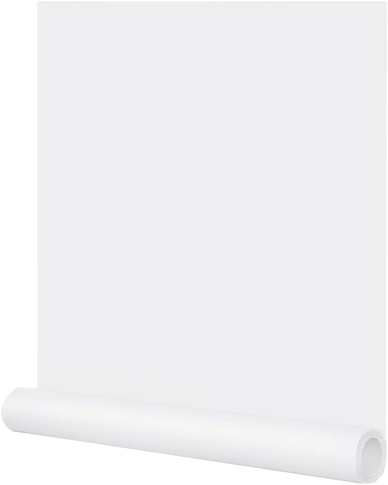 24"x394" White Peel and Stick Wallpaper Matte Solid Textured Embossed Self Adhesive Removable Waterproof Contact Paper for Cabinets Bedroom Livingroom Shelf Liner Drawer