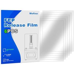 5PCS FEP Film 200x140x0.15mm for ANYCUBIC Photon, Photon S, Mono 4K, ELEGOO Mars 2 Pro, Mars 3, Mars 3 Pro, Phrozen Sonic Mini 4K, Creality Halot-one, LD-002H LCD 3D Printer Resin Fep Replacement 6 Pcs