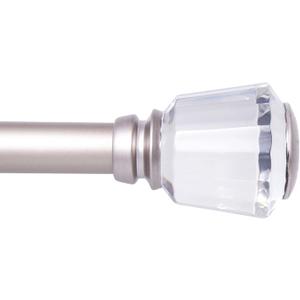 Kenney KNM85982 Cersei Clear Geometric End Premium Decorative Window Curtain Rod, 36-66" Adjustable Length, Champagne Finish, 1" Diameter Steel Tube