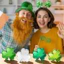 Threehoney 4 Pcs St Patricks Day Disco Mirrored Shamrock Decoration Green Table Centerpieces Irish Clover Signs Ornament Tiered Tray Decor for Holiday Party Office Shelf Home Decoration