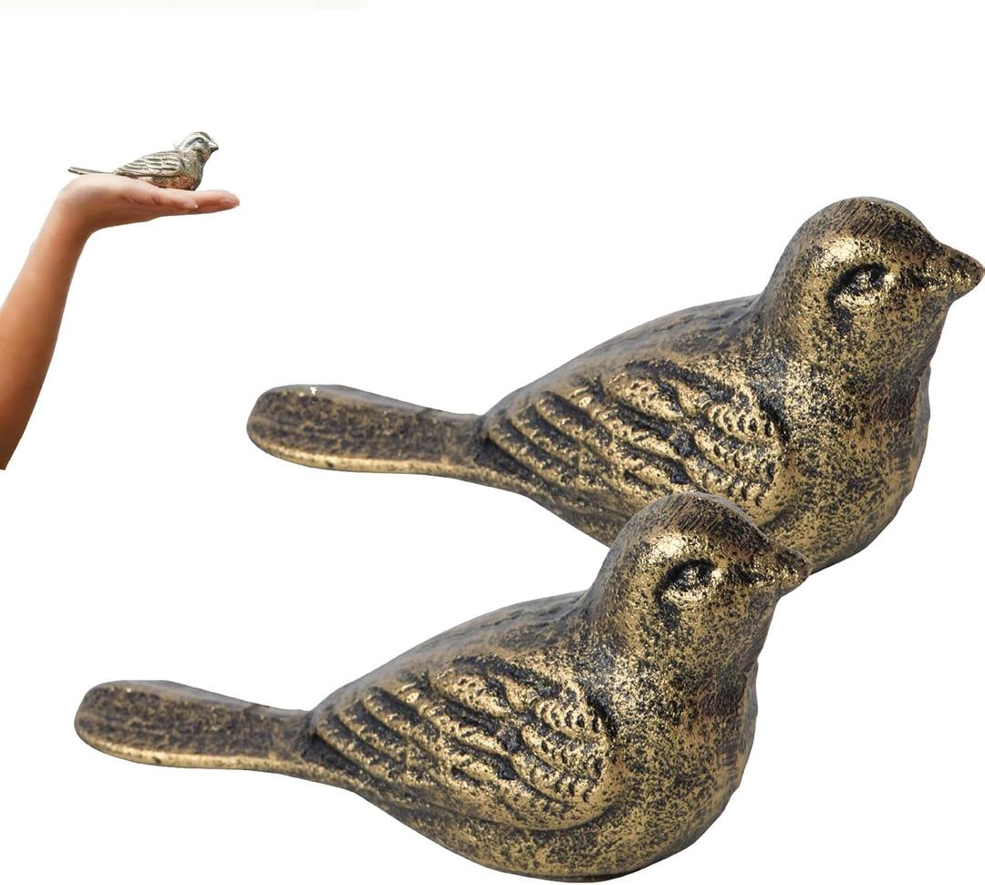 2 Pack Cast Iron Bird Door Stopper,Cute Heavy Duty Door stoppers, Door Stop Wedge Avoid Drilling Holes Doorstop for Home Office Garden (Brown)